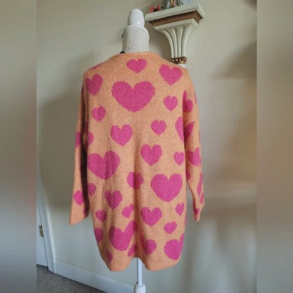 Anthropologie Cardigan Sweater Pink Hearts size S - Picture 5 of 7